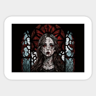 Stained Glass Zombie Girl Villager Sticker